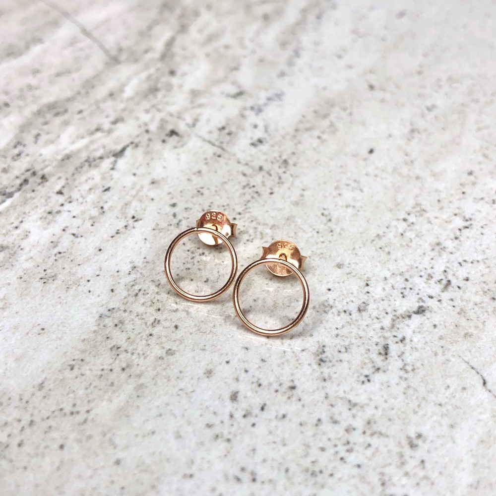 925 Sterling Silver Rose Gold Round Earrings